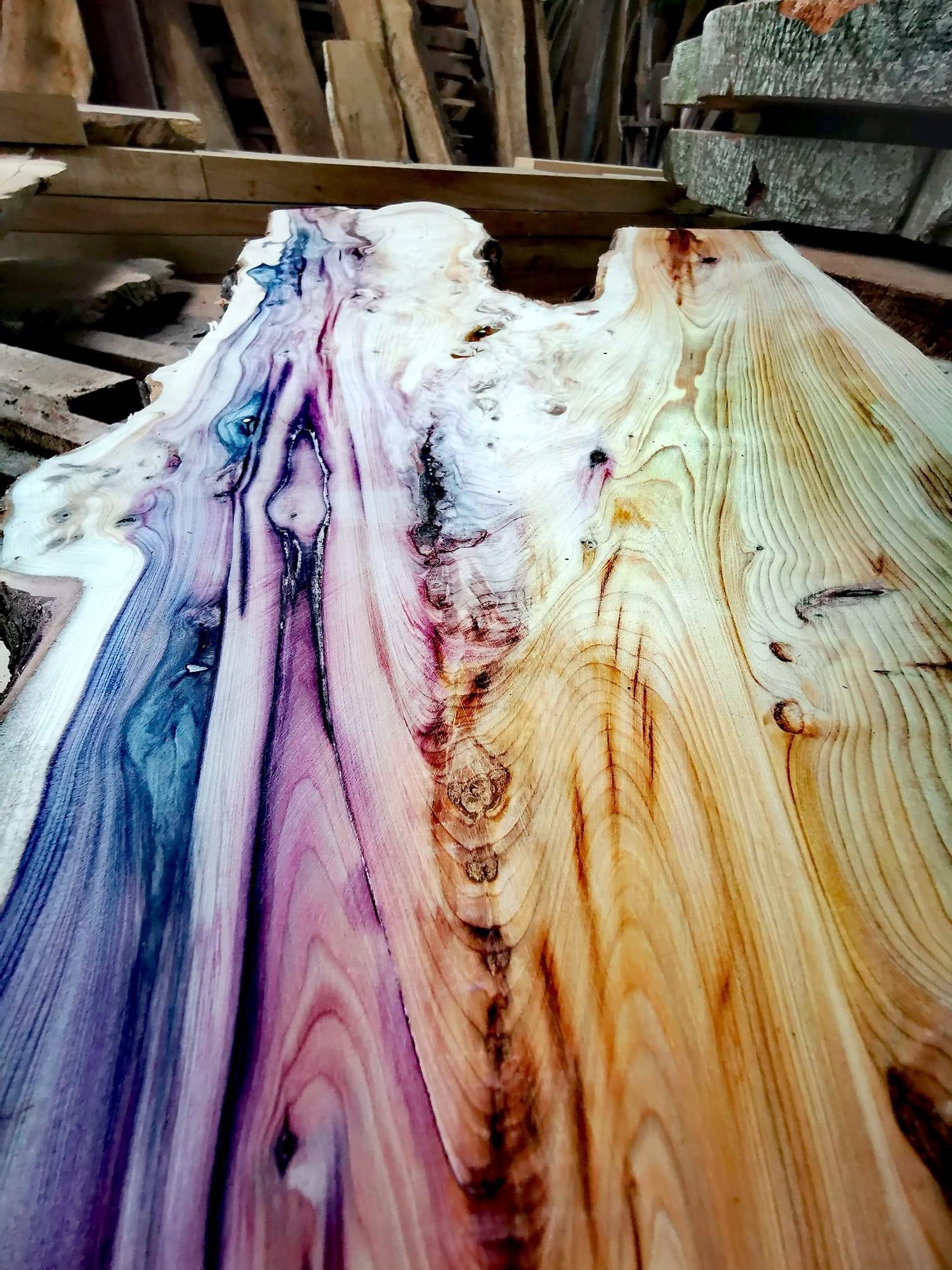 Small timber piece with vivid colouring